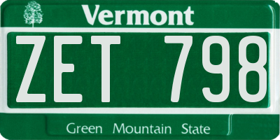 VT license plate ZET798