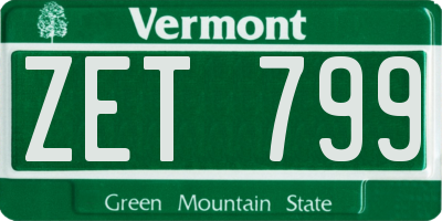VT license plate ZET799