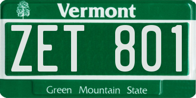 VT license plate ZET801