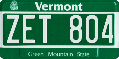 VT license plate ZET804
