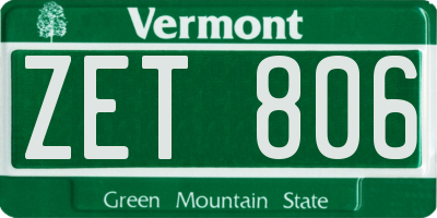VT license plate ZET806