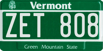 VT license plate ZET808