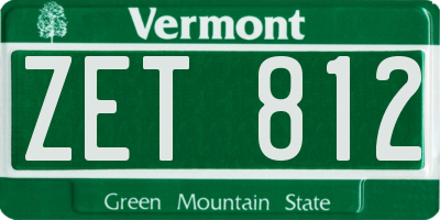 VT license plate ZET812