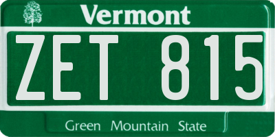VT license plate ZET815