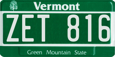 VT license plate ZET816