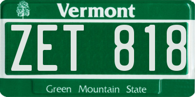 VT license plate ZET818