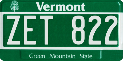 VT license plate ZET822