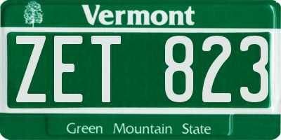 VT license plate ZET823