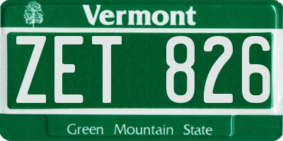 VT license plate ZET826