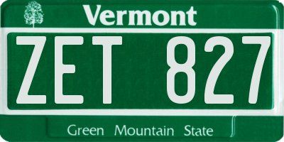VT license plate ZET827