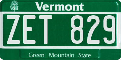 VT license plate ZET829