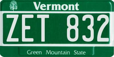 VT license plate ZET832