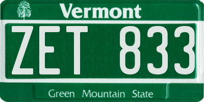 VT license plate ZET833