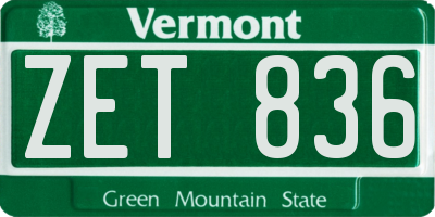 VT license plate ZET836
