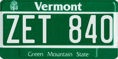 VT license plate ZET840