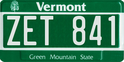 VT license plate ZET841