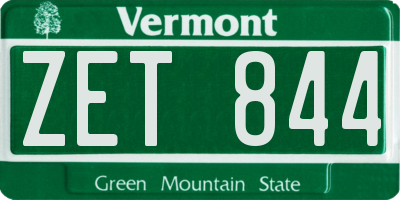 VT license plate ZET844