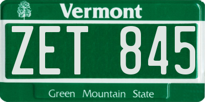 VT license plate ZET845
