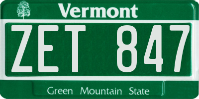 VT license plate ZET847