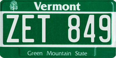 VT license plate ZET849
