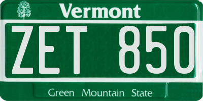 VT license plate ZET850
