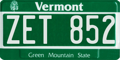 VT license plate ZET852