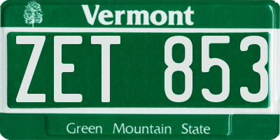 VT license plate ZET853