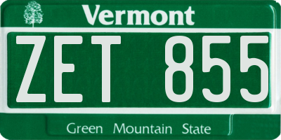 VT license plate ZET855