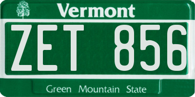 VT license plate ZET856