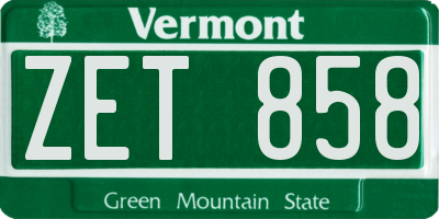 VT license plate ZET858