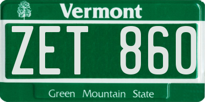 VT license plate ZET860