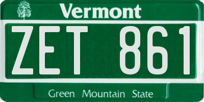 VT license plate ZET861