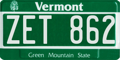 VT license plate ZET862