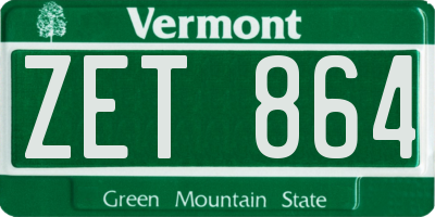 VT license plate ZET864