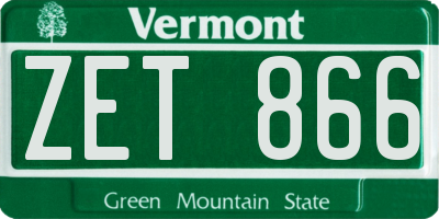 VT license plate ZET866