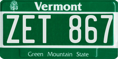 VT license plate ZET867