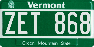 VT license plate ZET868