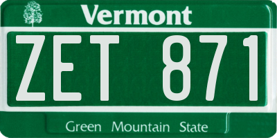 VT license plate ZET871