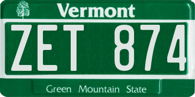 VT license plate ZET874