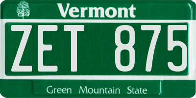 VT license plate ZET875