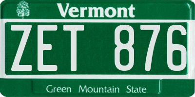 VT license plate ZET876