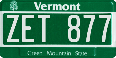 VT license plate ZET877