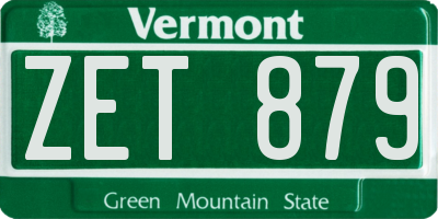 VT license plate ZET879