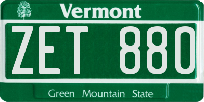 VT license plate ZET880