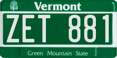 VT license plate ZET881