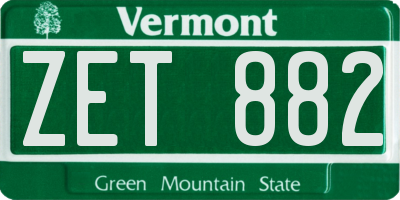 VT license plate ZET882
