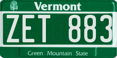 VT license plate ZET883