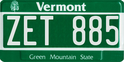 VT license plate ZET885