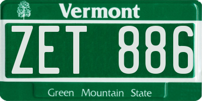VT license plate ZET886