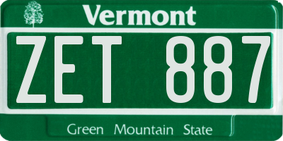 VT license plate ZET887